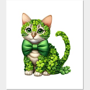 Clover Bengal Cat St Patricks Day Posters and Art